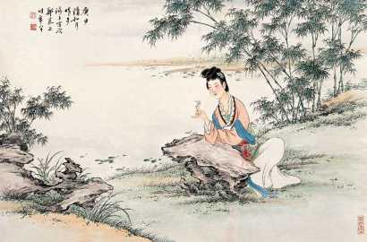 郑慕康 庚申（1980年）作 仕女 立轴